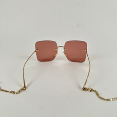 Gucci Pink Square Rimless Sunglasses