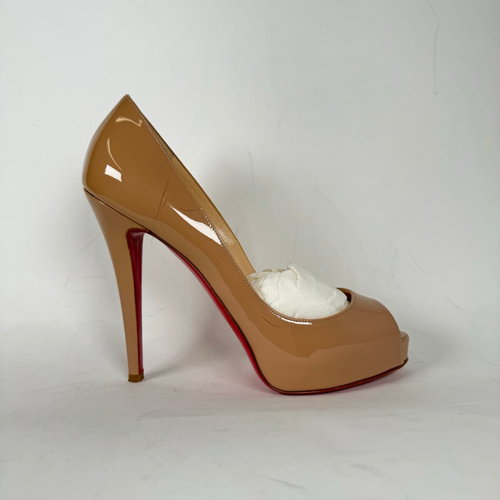 Christian Louboutin Nude Patent Very Prive 120 Heels Size 38