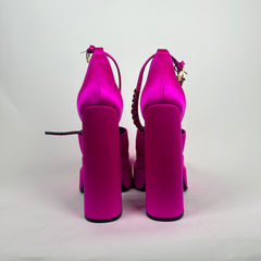 Versace Pink Satin Platform Heels Size 39.5