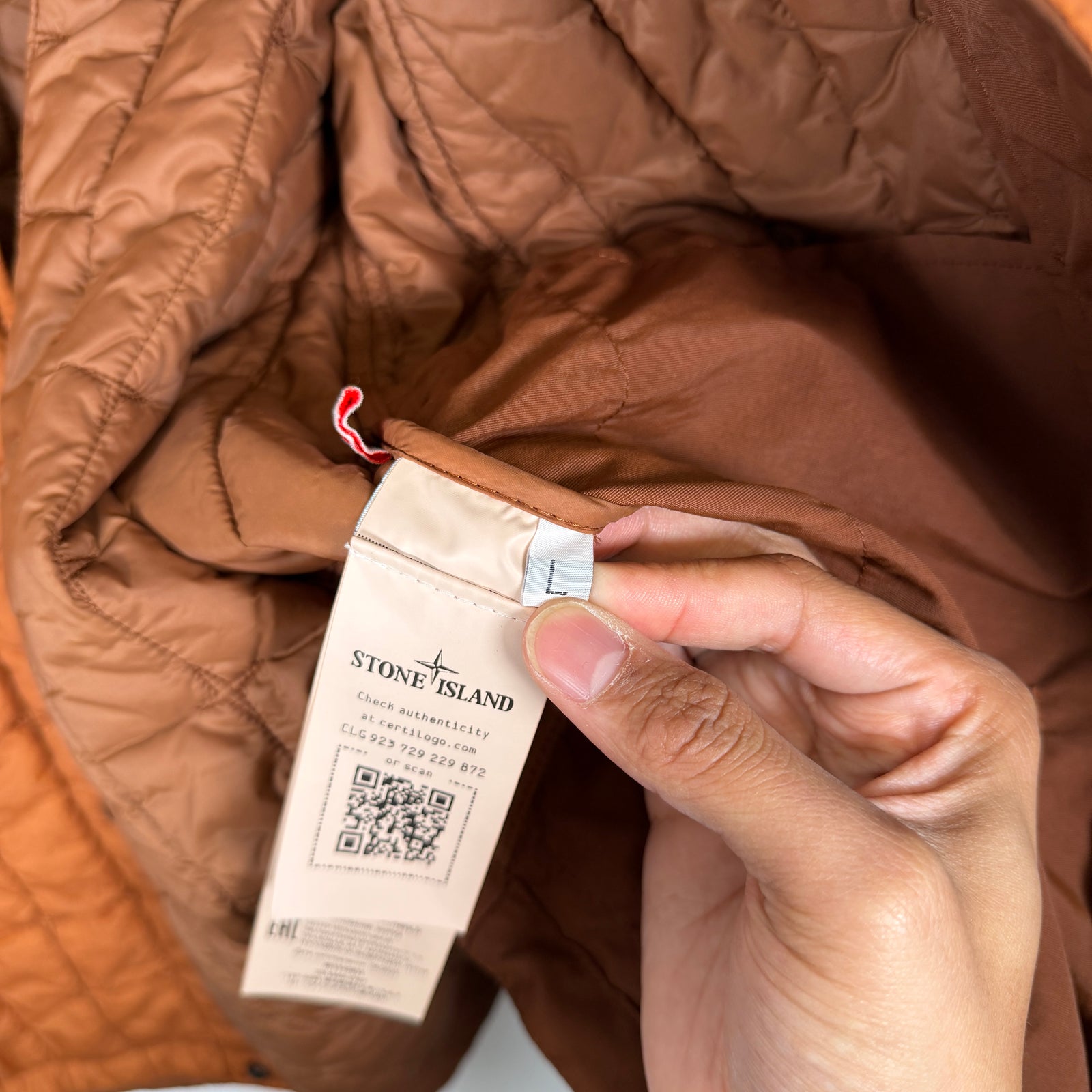 Stone Island Burnt Orange Quilted Nylon Stella Jacket Size L