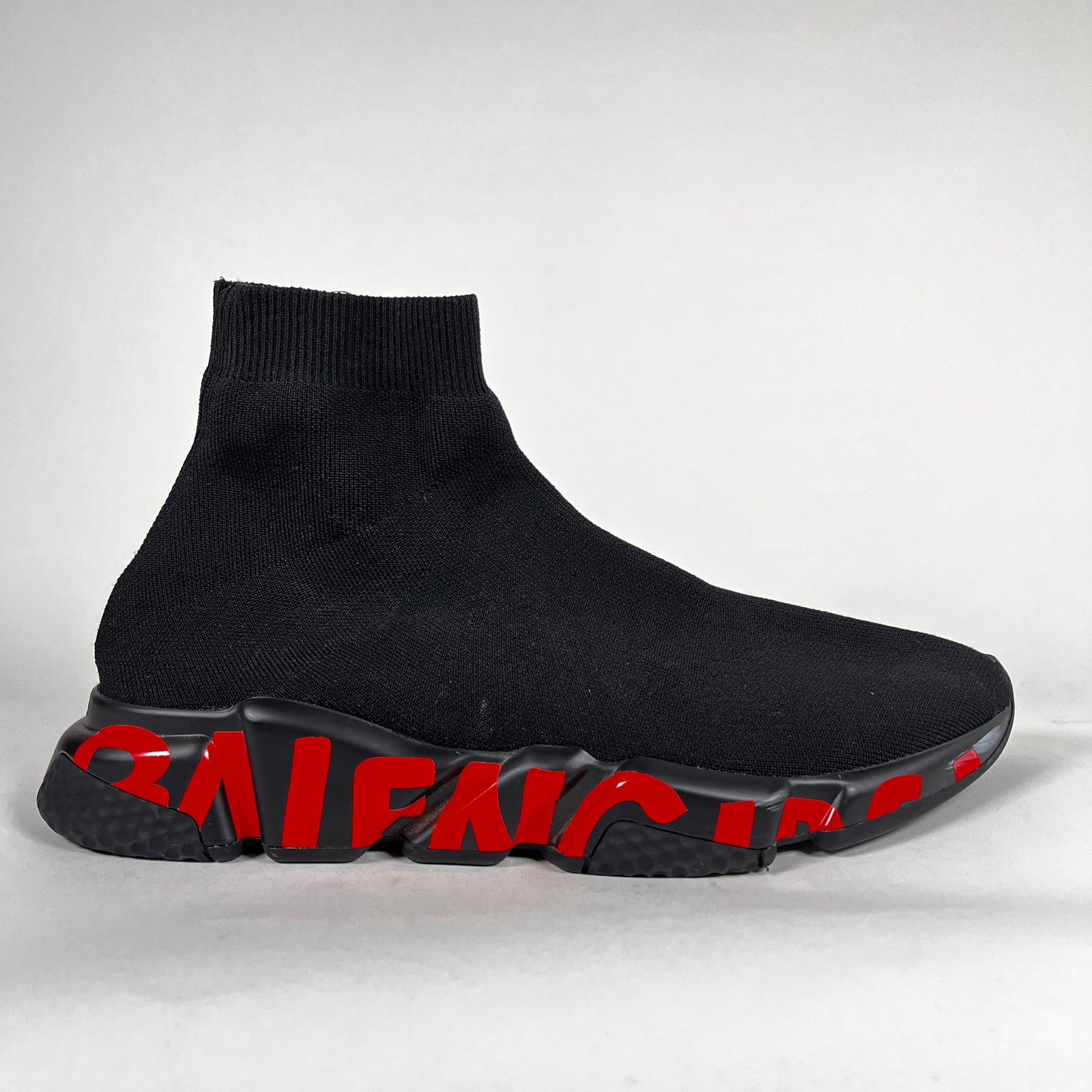Balenciaga Black/Red Graffiti Speed Trainers Size 44