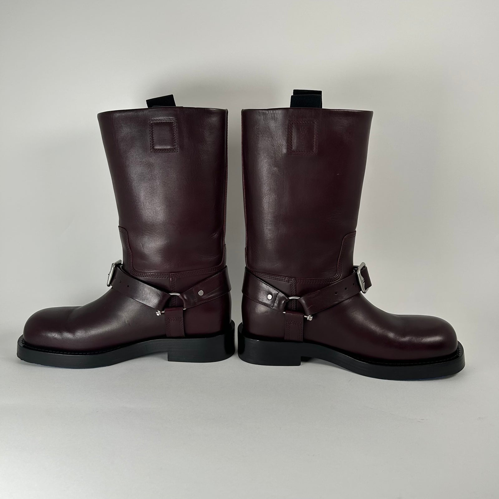 Burberry Saddle Harness Burgundy Leather Boots Size 42