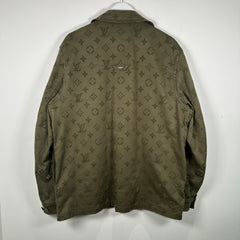Louis Vuitton SS23 Green Flocked Monogram Overshirt Size L