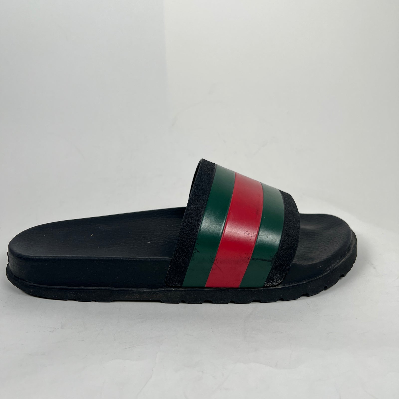 Gucci Black Classic Stripe Logo Slides Size GG 11