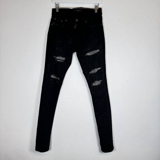 Amiri Black Zebra Print Jeans Size 29