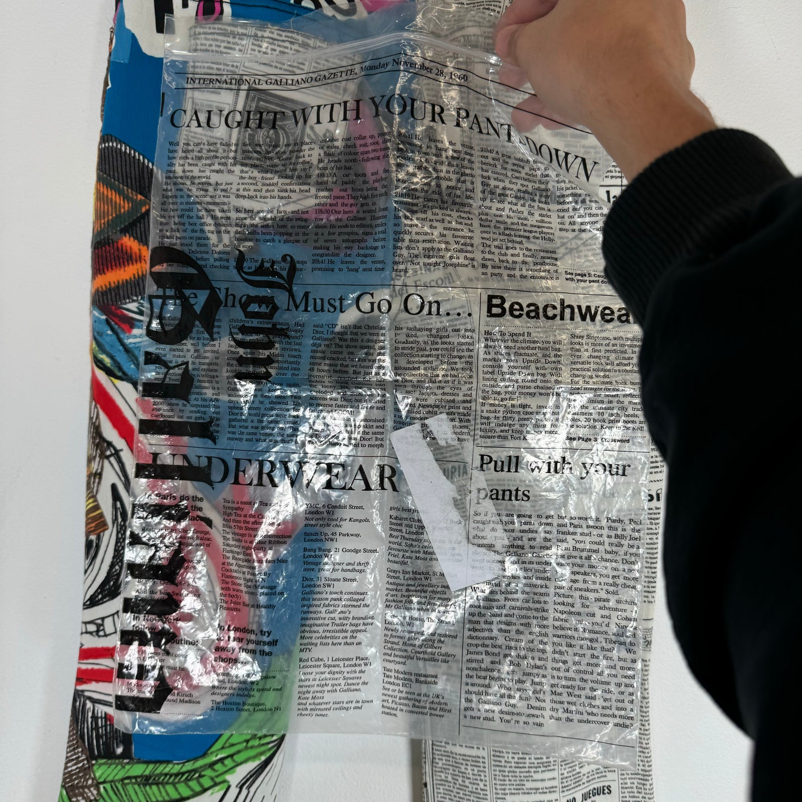 John Galliano S/S 2001 Newspaper Graffiti Printed Pants Size 28