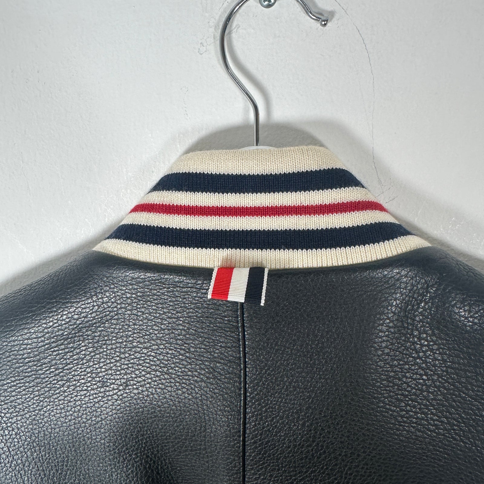 Thom Browne Deerskin Leather Varsity Jacket Size 1