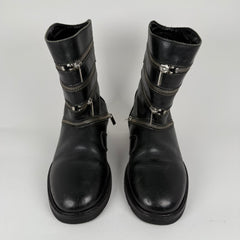Raf Simons AW06 Black 'Accordion' Zipper Boots Size 8