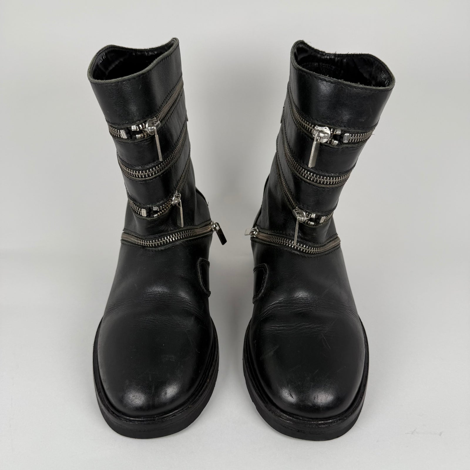 Raf Simons AW06 Black 'Accordion' Zipper Boots Size 8
