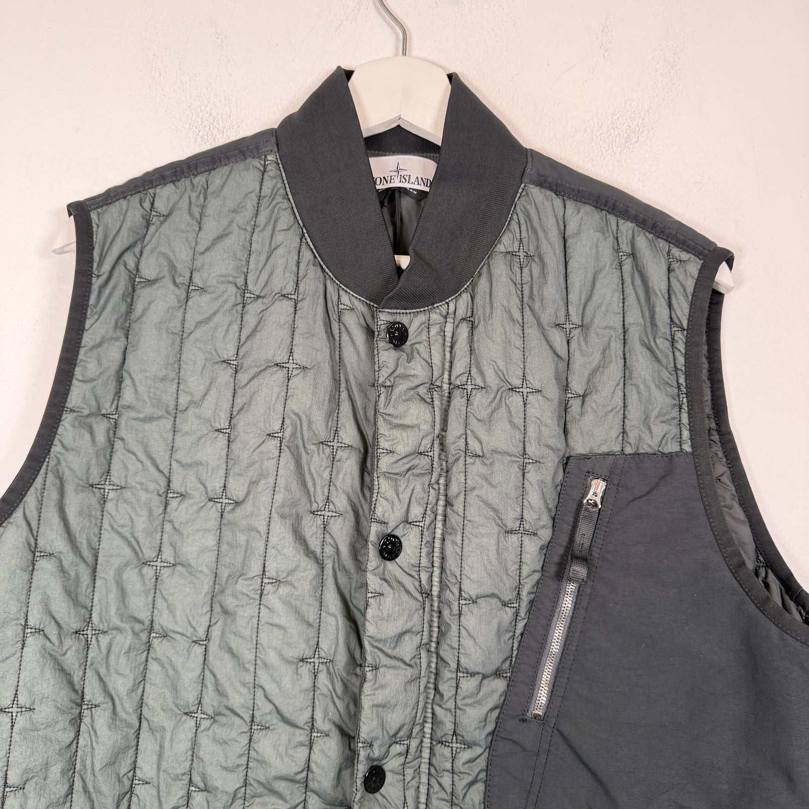 Stone Island Grey Quilted Nylon Stella Vest Size M