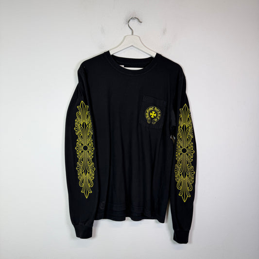 Chrome Hearts Black/Yellow Made In Hollywood Long-Sleeve Shirt Size M