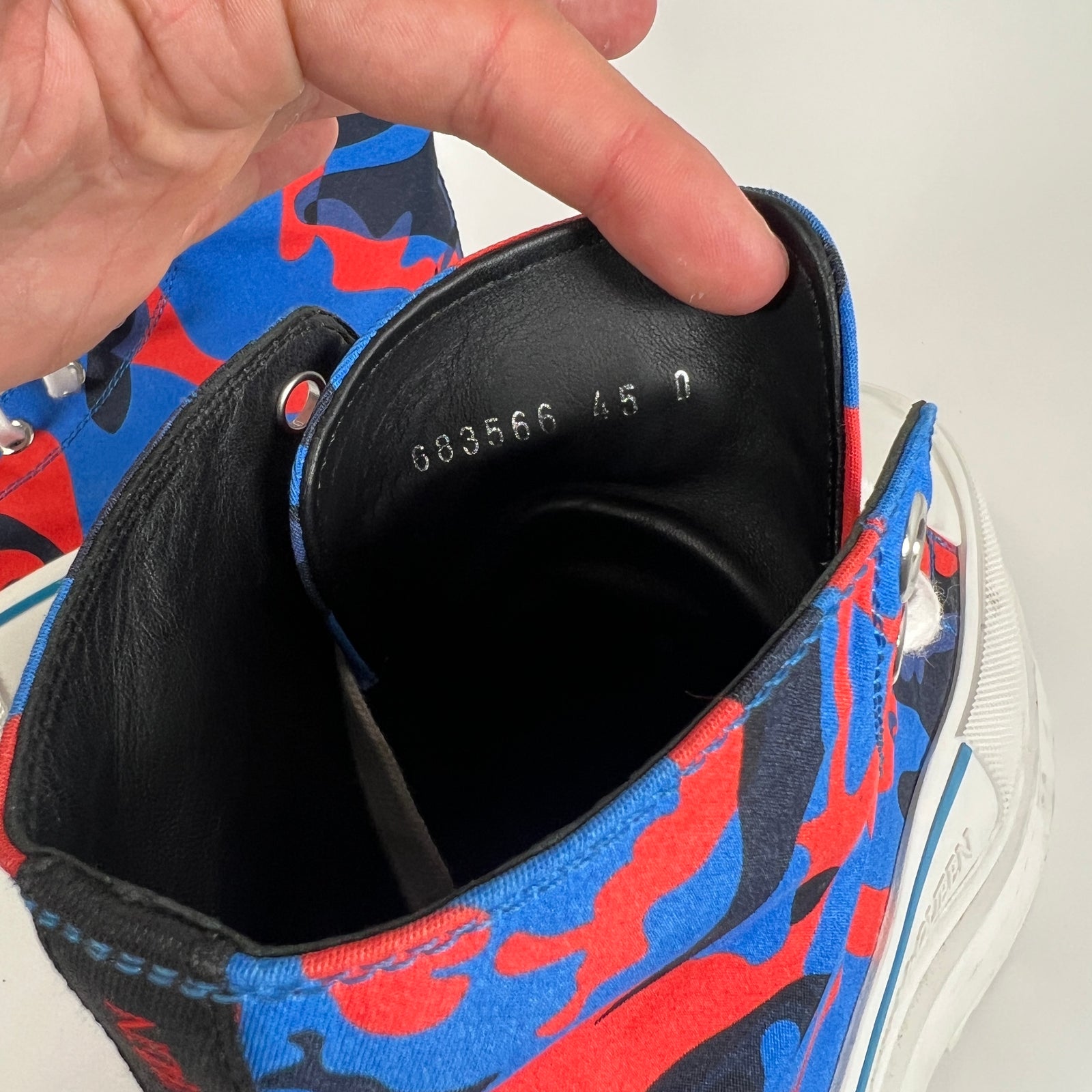 Alexander McQueen Blue & Red High Top Sneaker Size 45