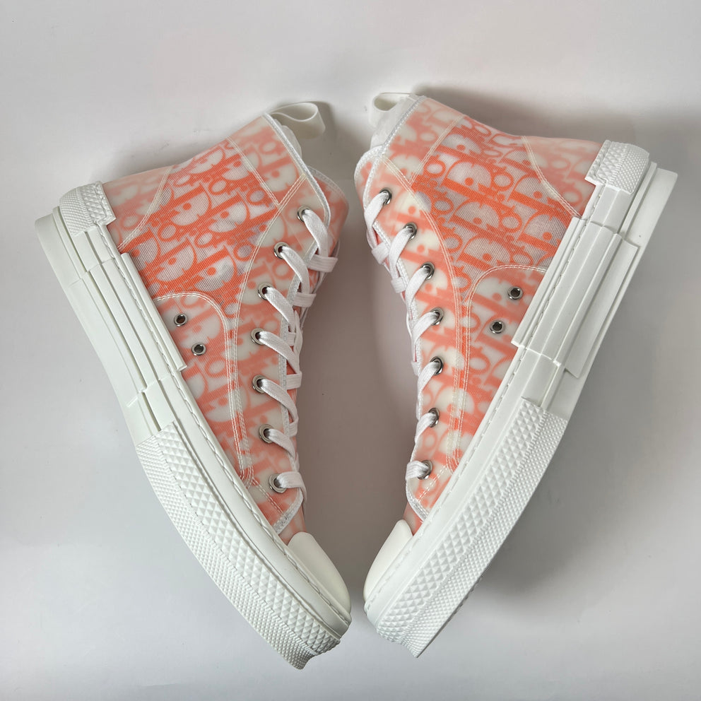 Dior B23 Orange Oblique High-Top Sneaker Size 43