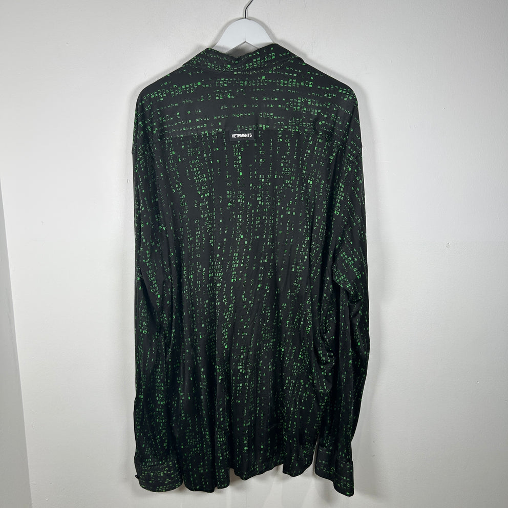 Vetements Matrix Code Viscose Button Up Oversized Shirt Size L