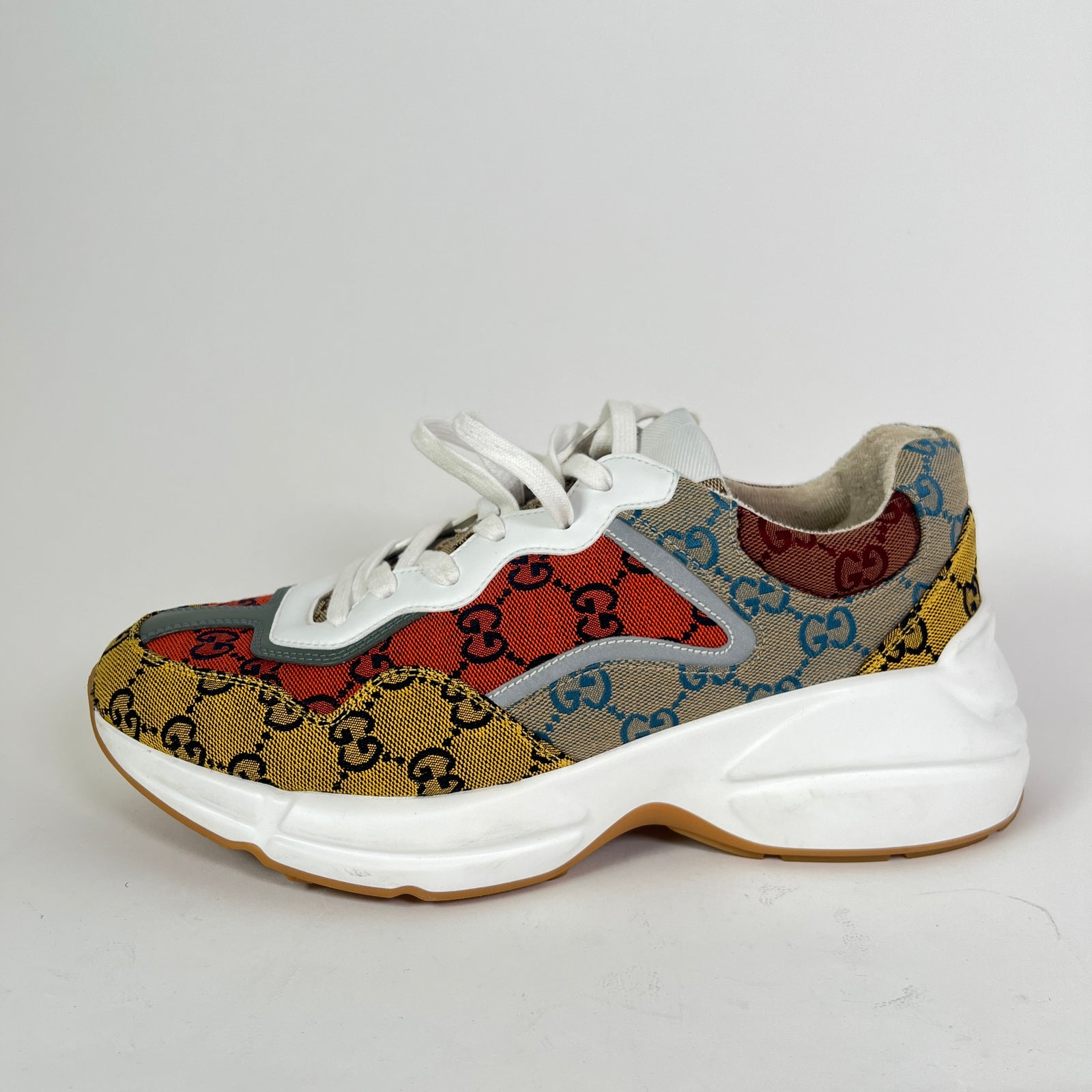 Gucci Multi Orange GG Rhyton Sneakers