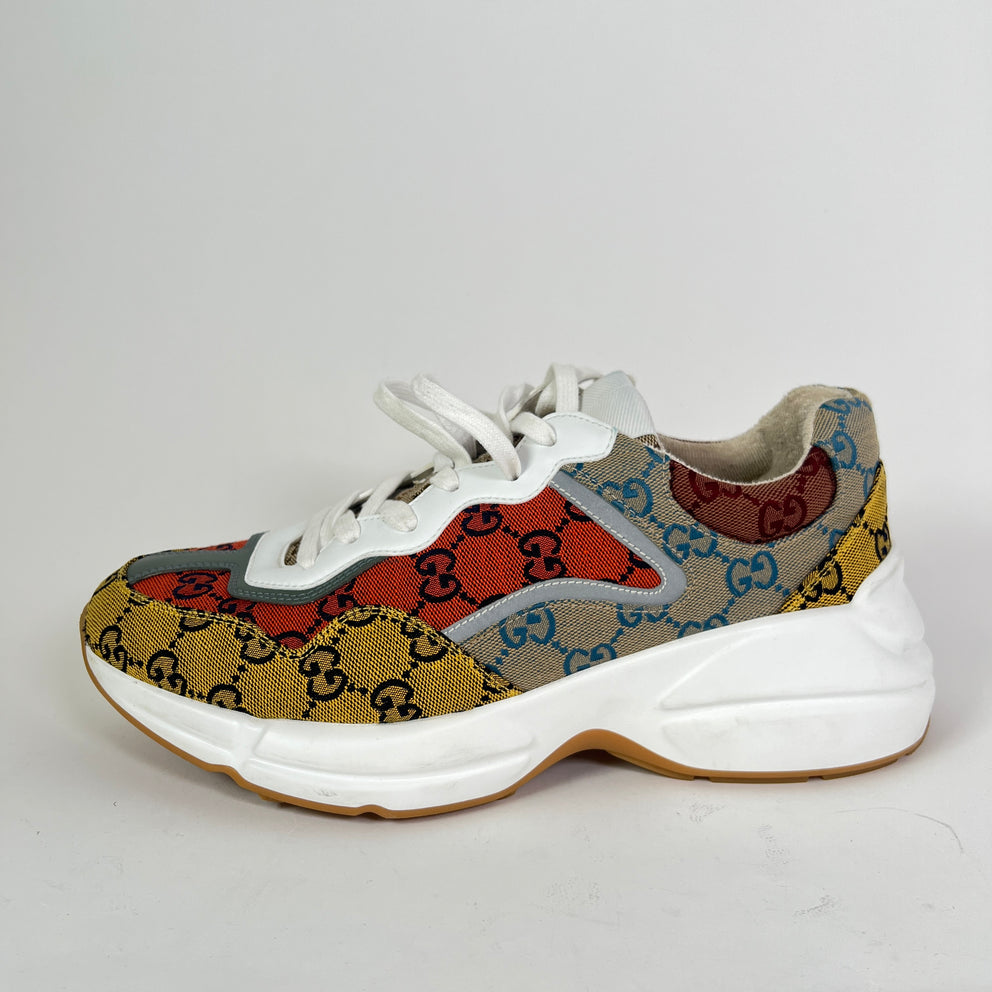 Gucci Multi Orange GG Rhyton Sneakers