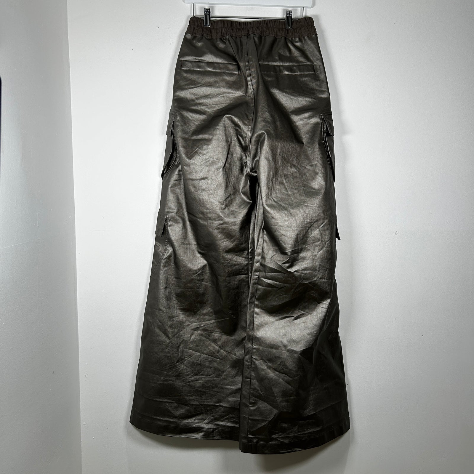 Rick Owens Silver Wide Leg Cargo Bela Pants Size 46