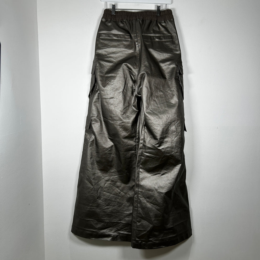 Rick Owens Silver Wide Leg Cargo Bela Pants Size 46