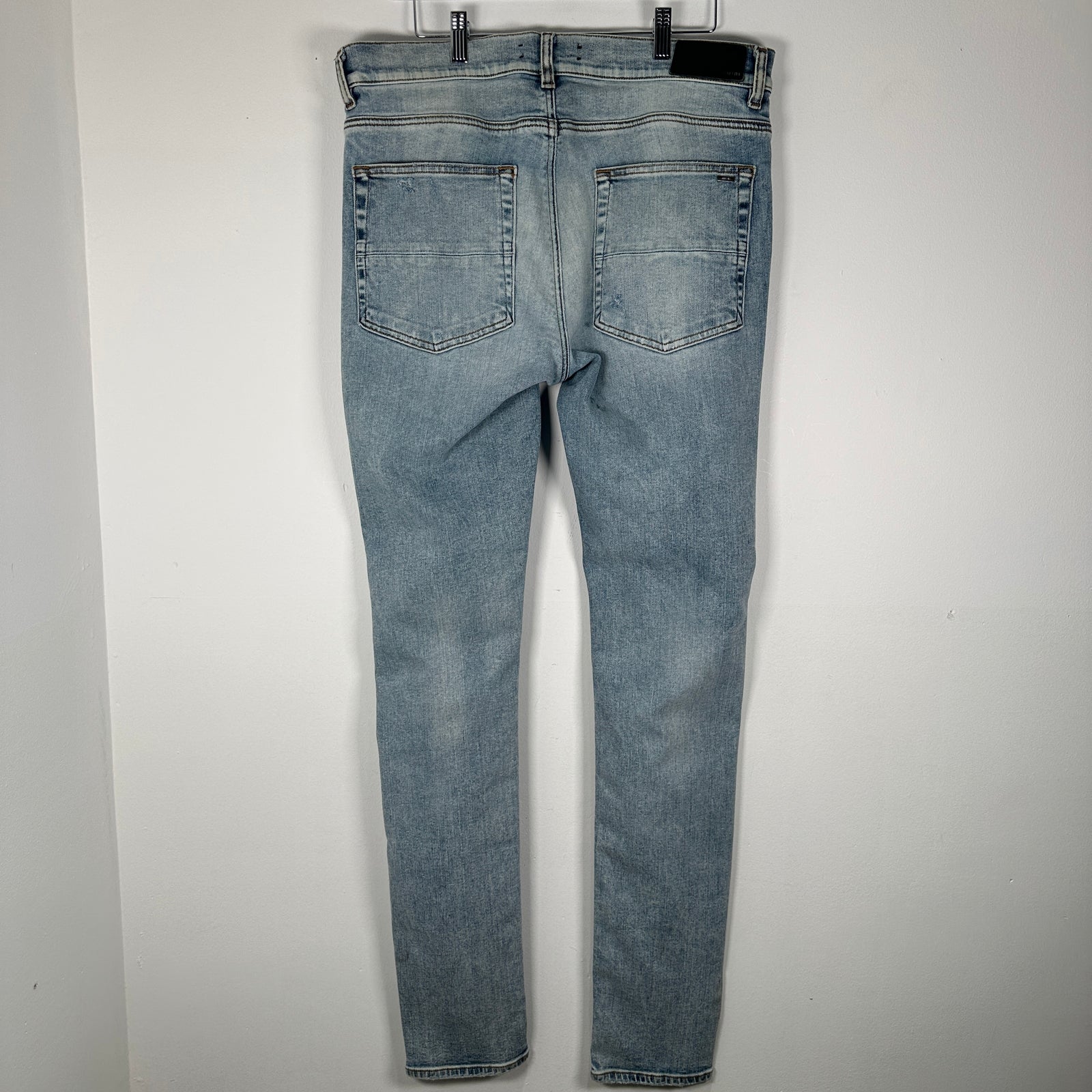 Amiri Light Wash Black Patch MX1 Jeans Size 36