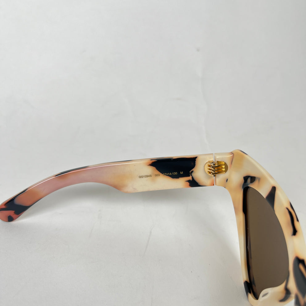 Gucci Ivory/Brown Abstract Print Sunglasses