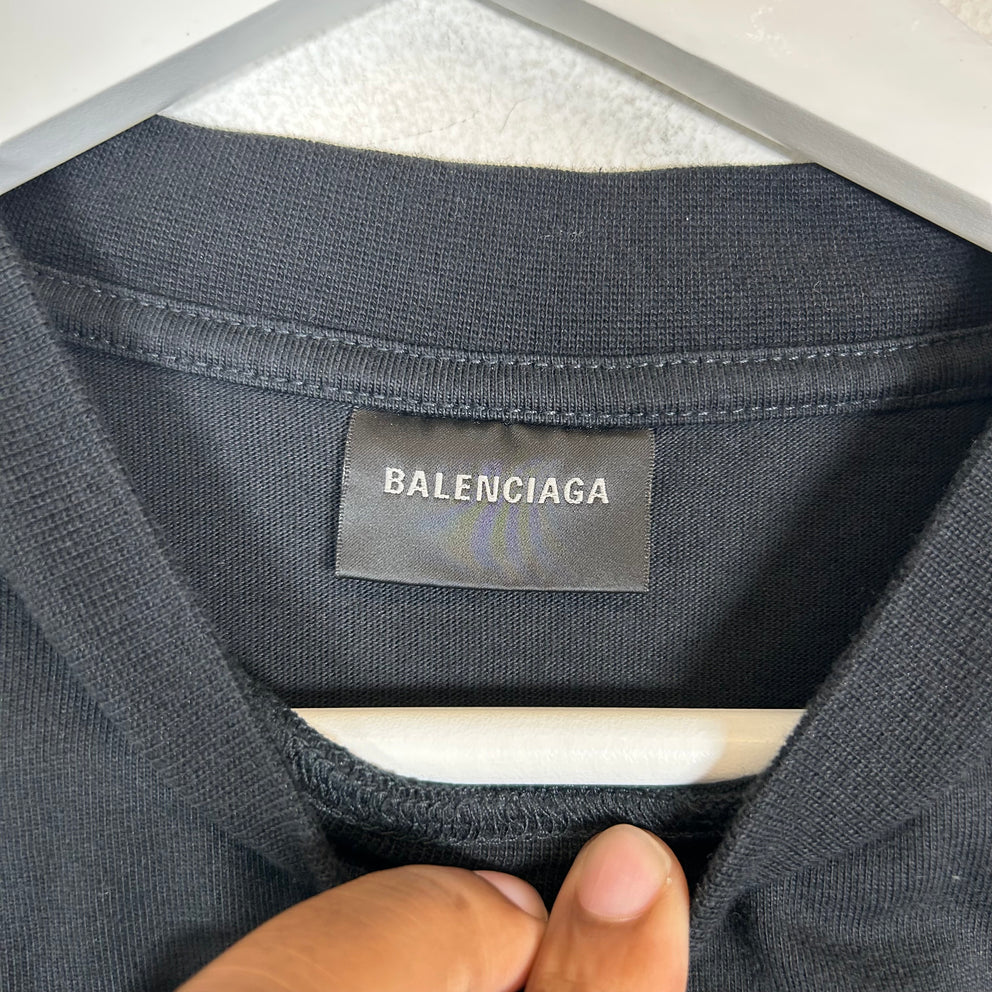 Balenciaga Black Hand Drawn Logo T-Shirt Size M
