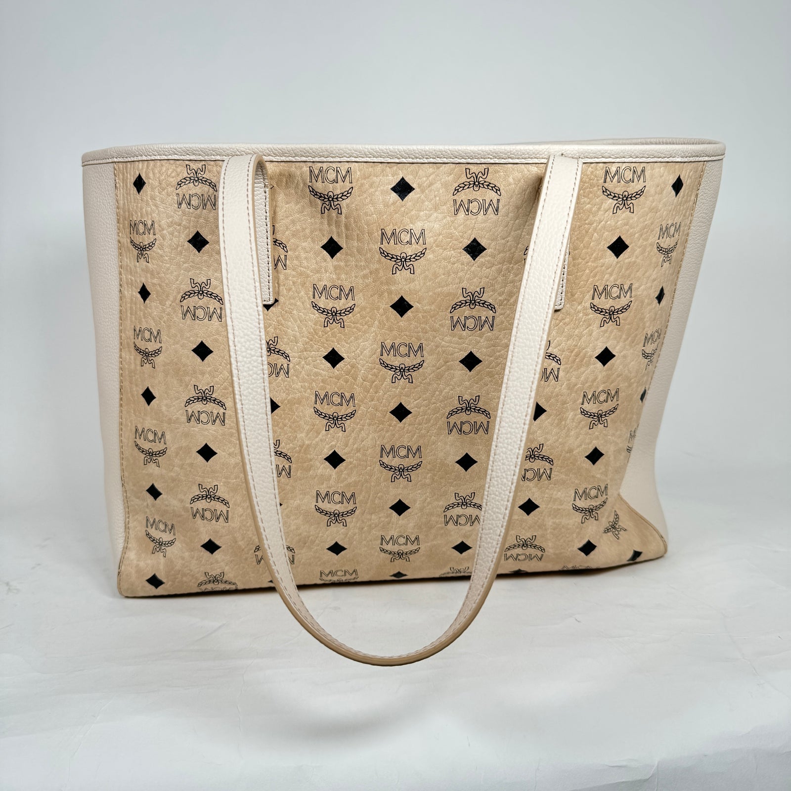MCM Beige Liz Monogram Medium Tote Bag