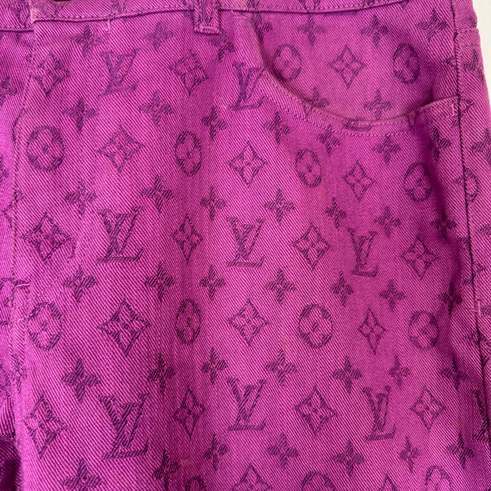 Louis Vuitton Purple Monogram Slim Denim Jeans Size 34