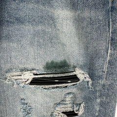Amiri Light Wash Black Patch MX1 Jeans Size 36