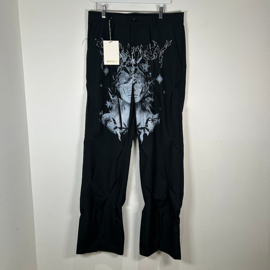 Kusikohc Black Embroidered Eyelet Pants Size L