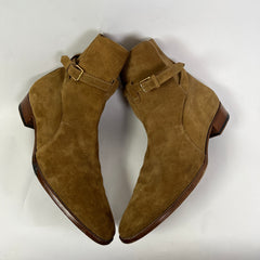 Saint Laurent Tan Suede Western Zip Up Boot Size 45