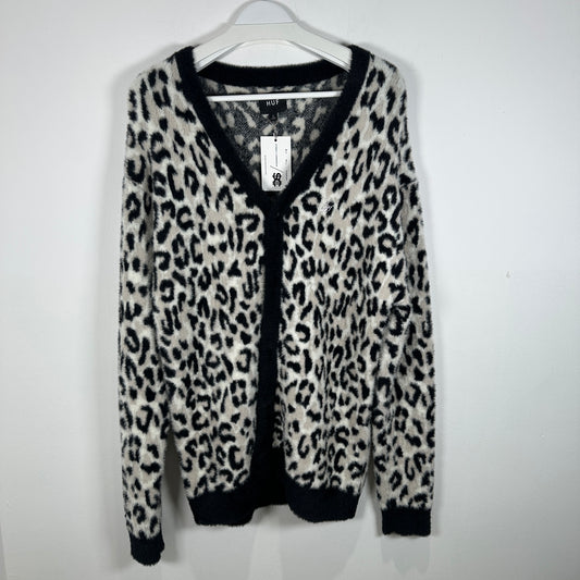 Huf Animal Print Knit Caradigan Size L