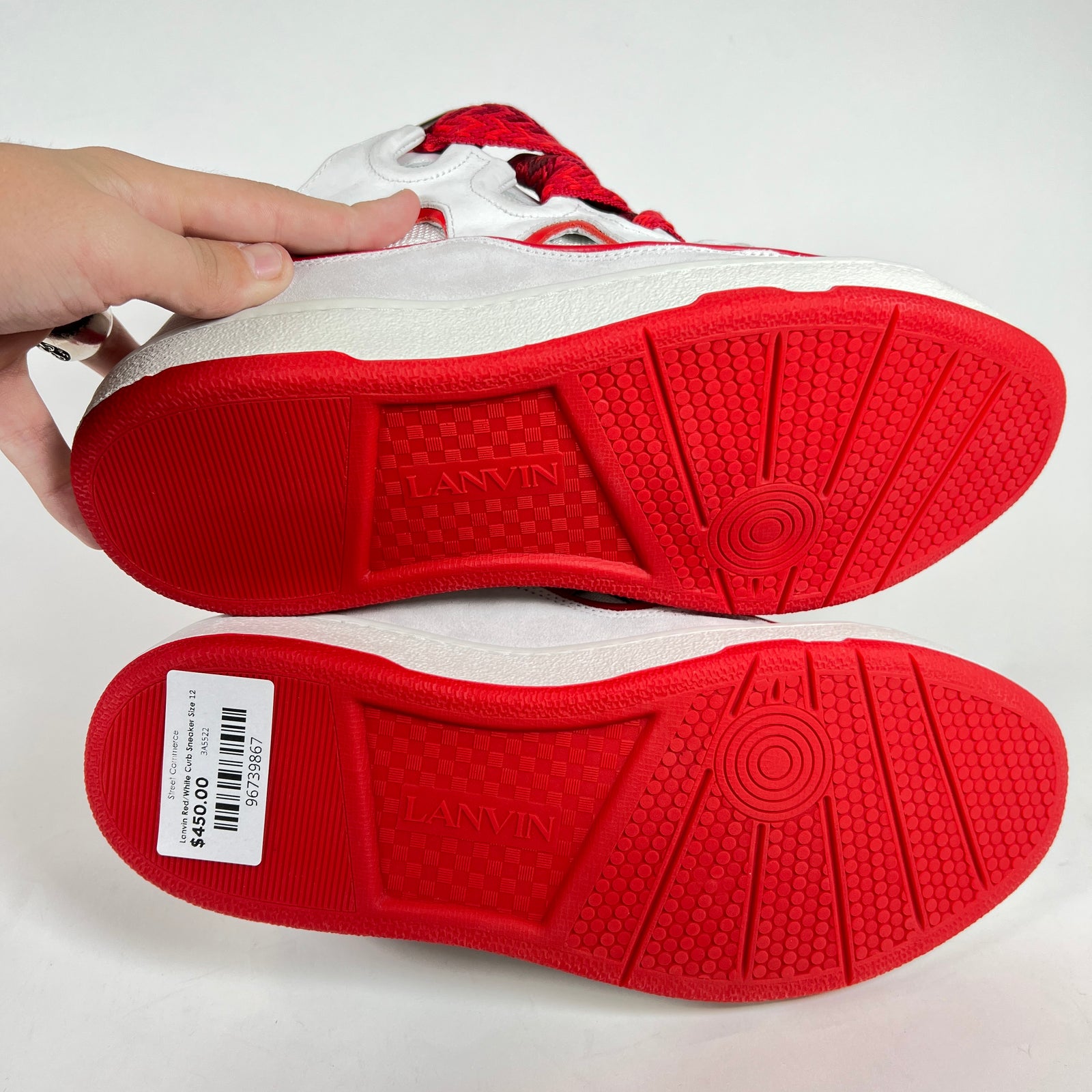Lanvin Red/White Curb Sneaker Size 12