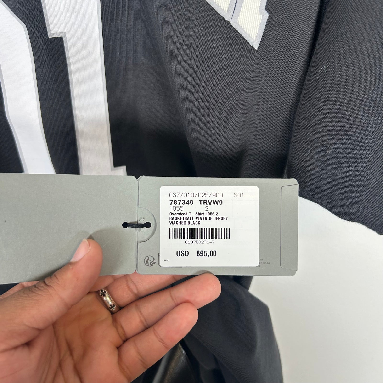 Balenciaga Grey Basketball Jersey T-shirt Size 2