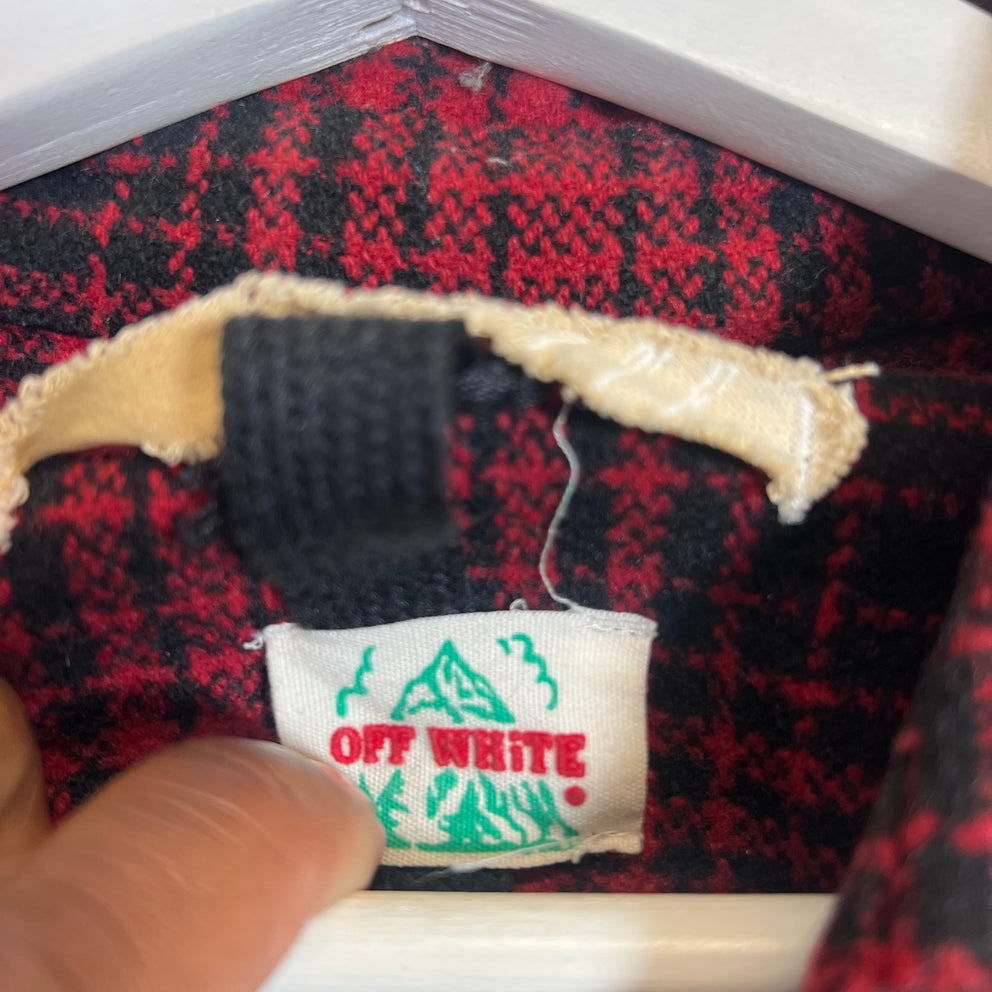 Off-White FW15 Red Tartan Check Oversized Flannel Shirt Size M