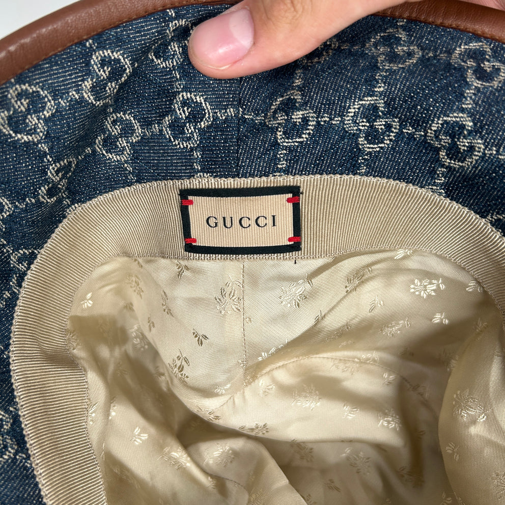 Gucci Denim Monogram Bucket Hat Size M