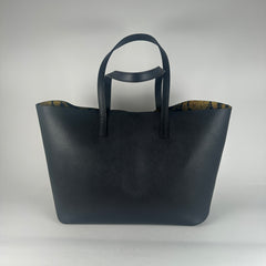 Versace Black Virtus Leather Tote Bag