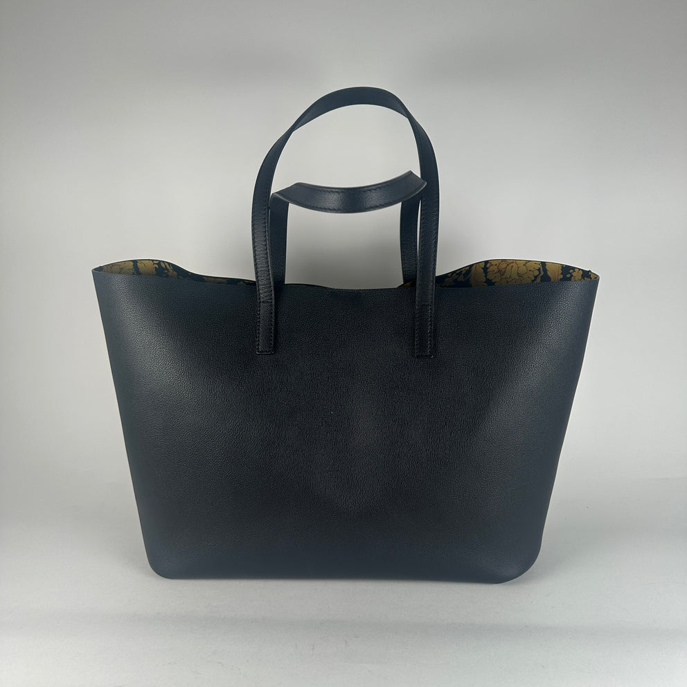 Versace Black Virtus Leather Tote Bag