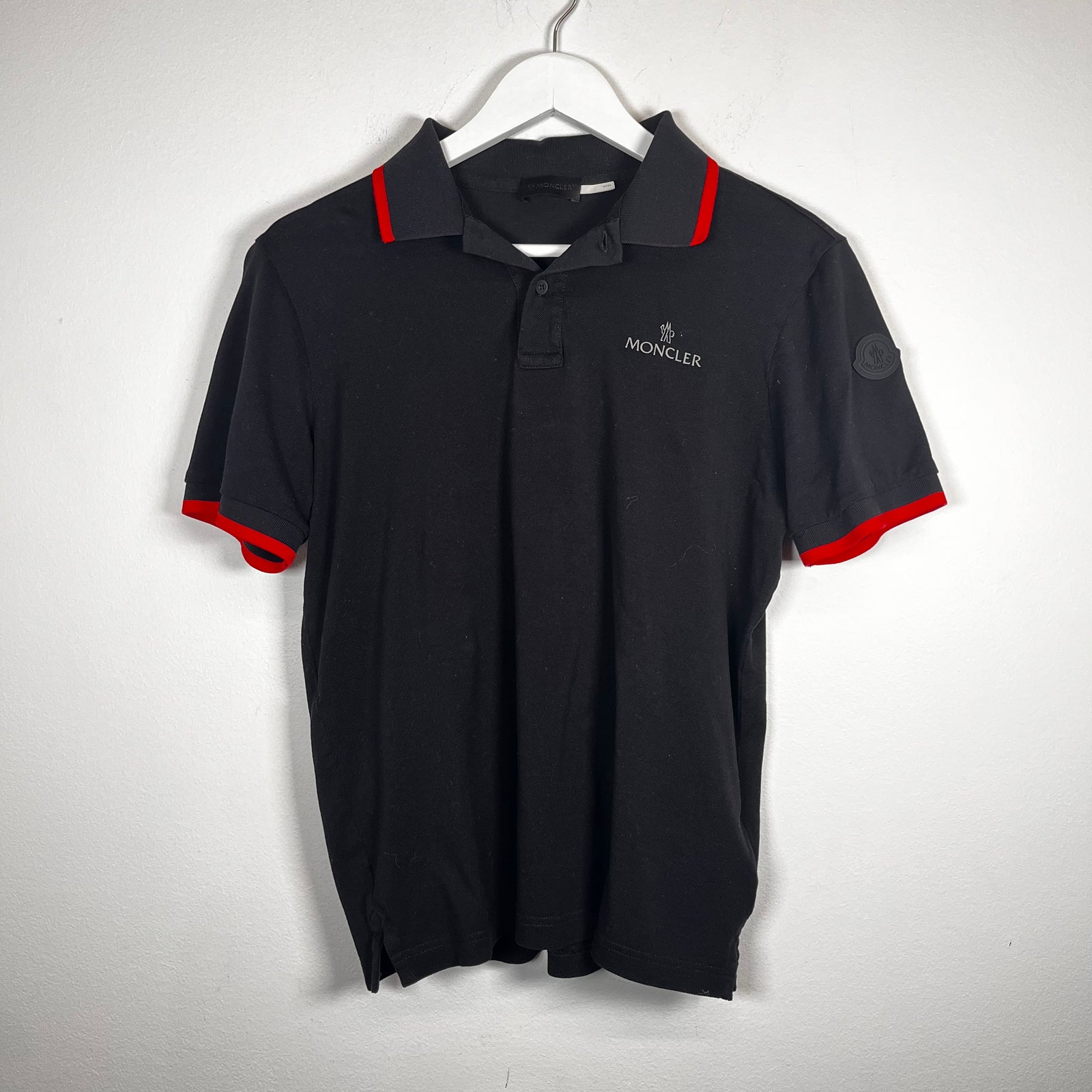 Moncler Black/Red SS Polo Size S