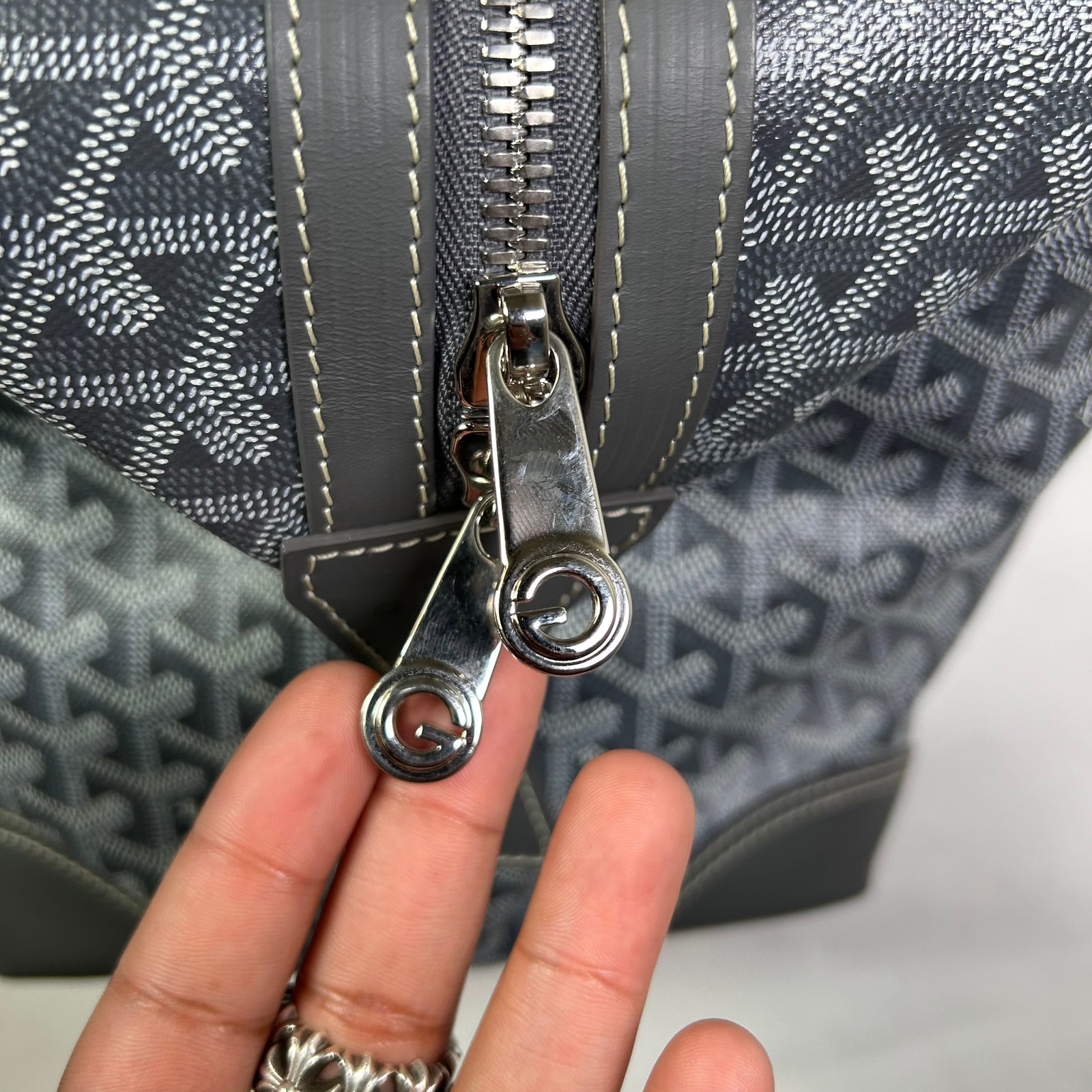 Goyard Grey Goyardine Boeing 55 Travel Duffle Bag