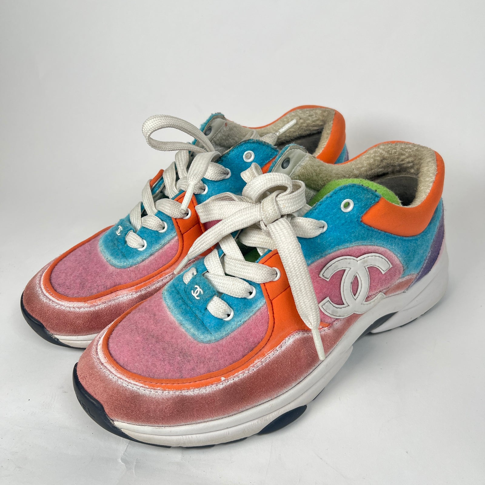 Chanel Multicolor Interlocking CC Suede Runner Size 39