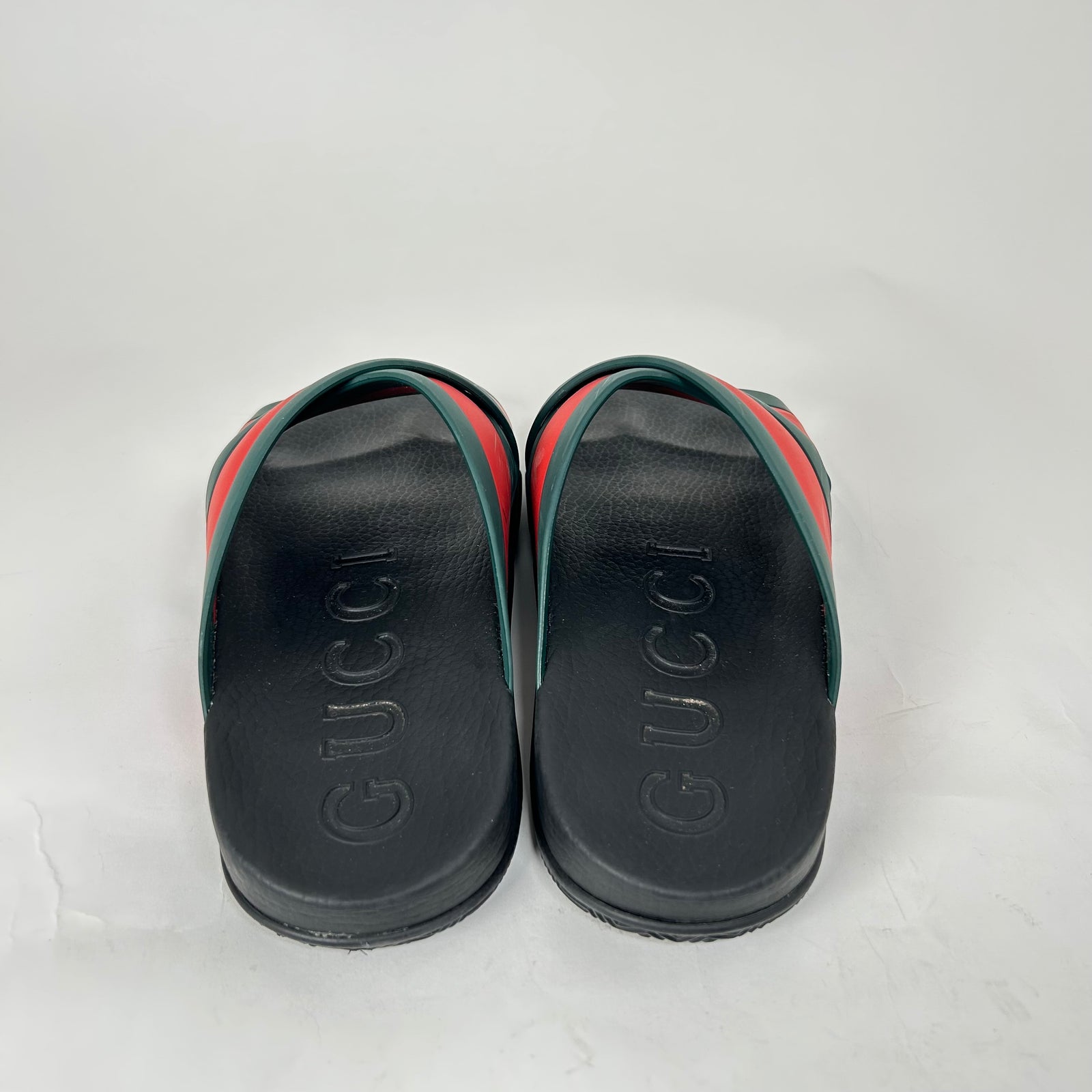 Gucci Black Web Rubber Sandals Size GG 8