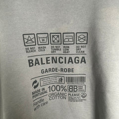 Balenciaga Care Label Grey Hoodie Size S