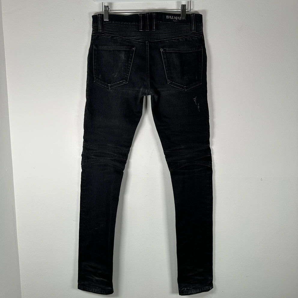 Balmain Black Biker Jeans Size 27