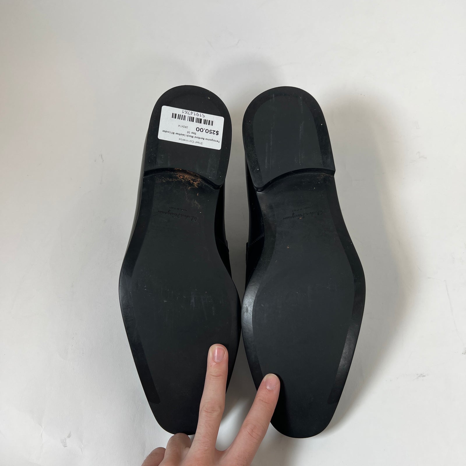 Ferragamo Benford Black Leather Bit Loafer Size 10