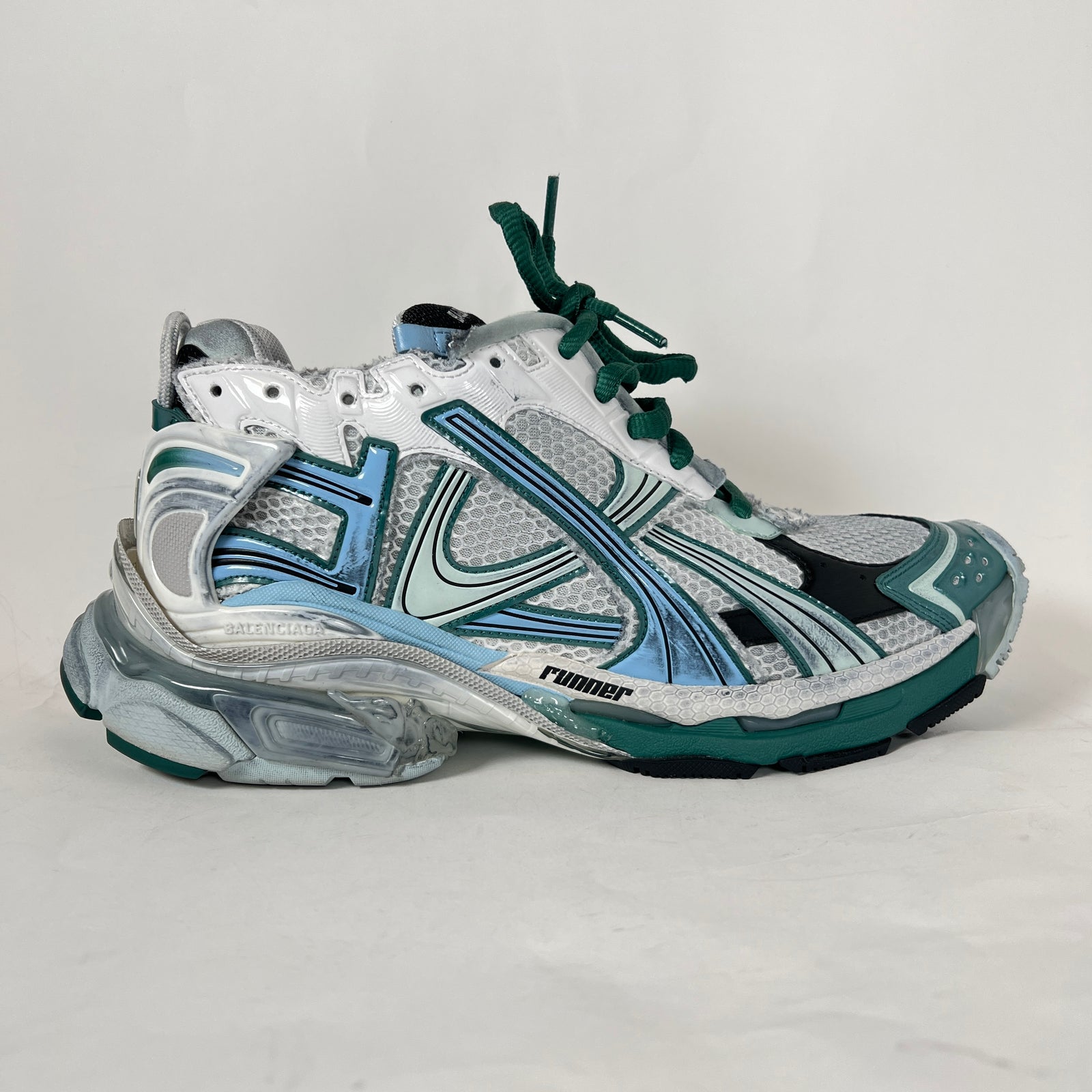 Balenciaga Green/Blue Mesh Runners Size 44