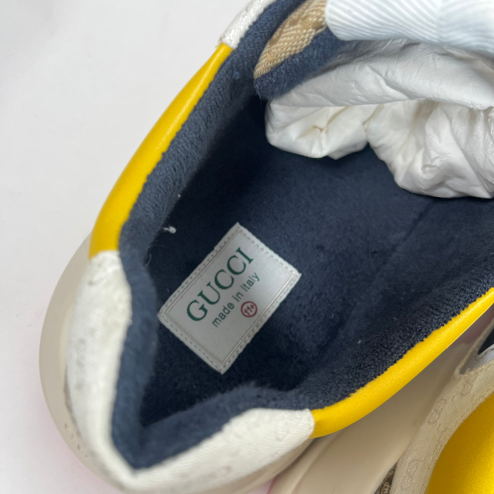 Gucci Beige/Yellow GG Rhyon Sneaker Size GG 11.5