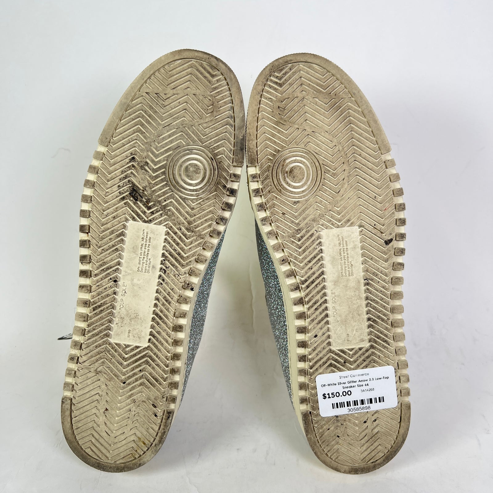 Off-White Silver Glitter Arrow 2.0 Low-Top Sneaker Size 44