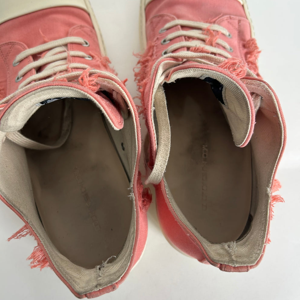 Rick Owens DrkShdw Pink Distressed Low-Top Ramones Size 12