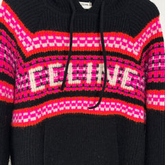 Celine Knit Pink/Black Logo Hoodie