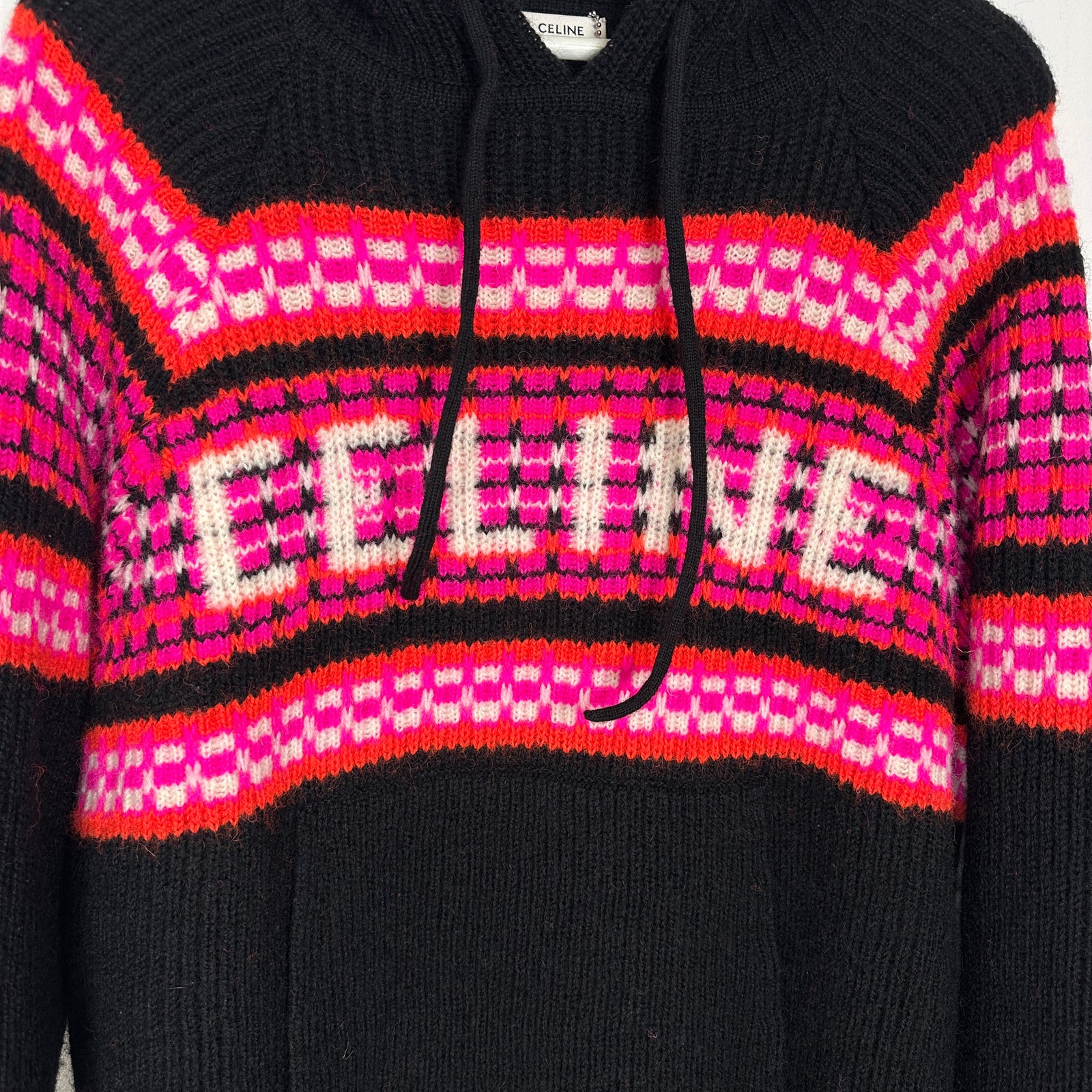 Celine Knit Pink/Black Logo Hoodie